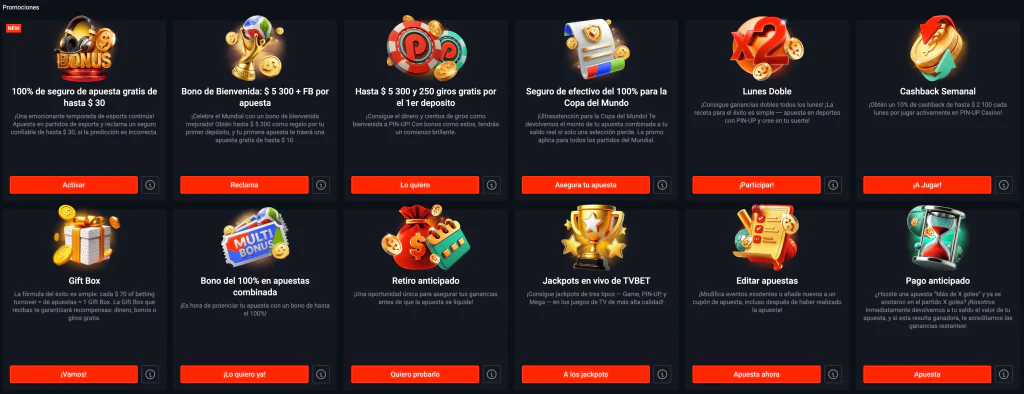 Promociones destacadas en Pin Up Casino